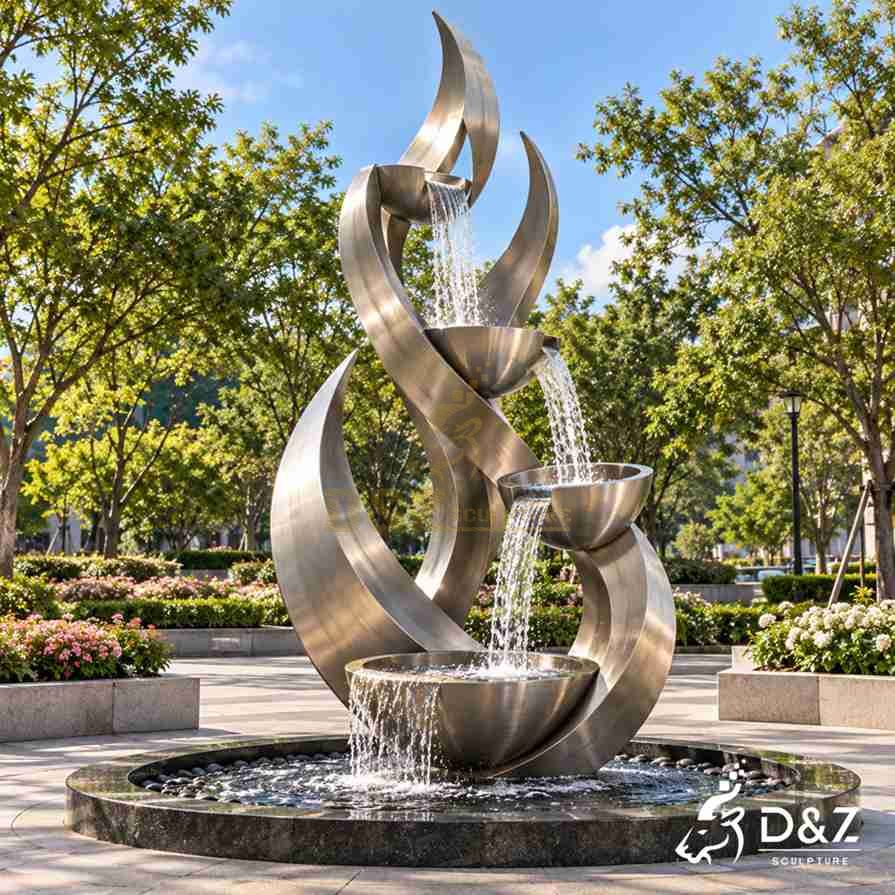Garden Circle Stainless Steel Fountain Sculpture For Decoration Garden Circle Stainless Steel Fountain Sculpture For Decoration